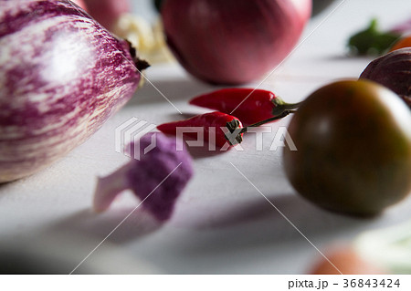 Close-up of red chili peppers with olive Close-up of red chili peppers with olive 36843424