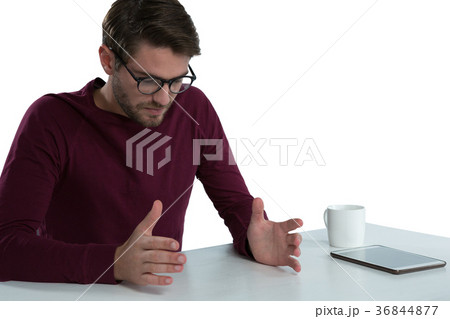 Man pretending to hold an invisible object Man pretending to hold an invisible object 36844877