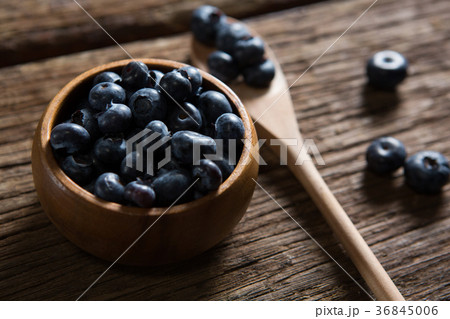 Blueberries on wooden table Blueberries on wooden table 36845006