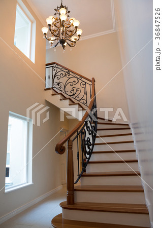 Staircase and chandelier at home Staircase and chandelier at home 36847526