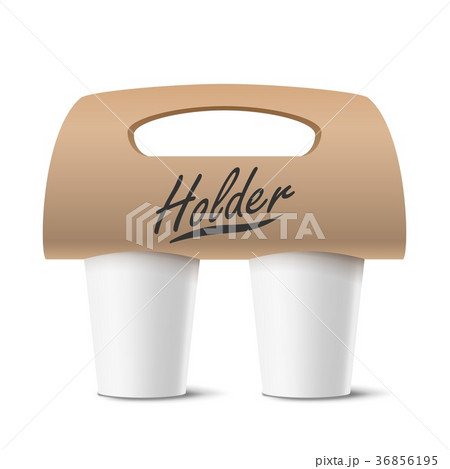 Coffee Cups Holder Vector. Realistic Mockup 36856195