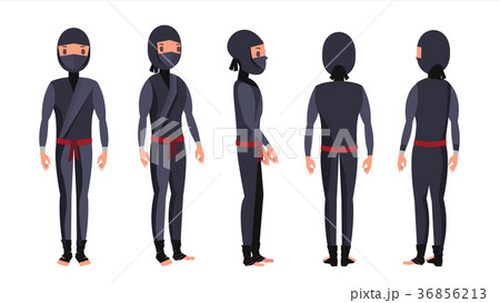 Cheerful Ninja Vector. Warrior Samurai  36856213