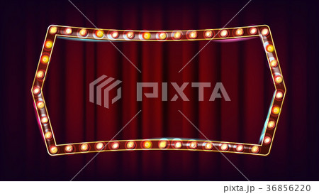 Retro Billboard Vector. Realistic Shine Lamp Frame Retro Billboard Vector. Realistic Shine Lamp Frame 36856220