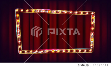 Retro Billboard Vector. Shining Light Sign Board 36856231