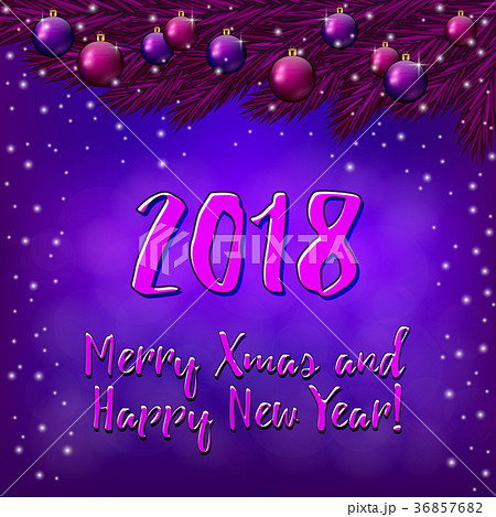 purple christmas background with purple baublesのイラスト素材
