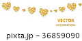 Golden hearts frame, seamless border. Vector 36859090