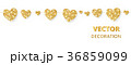 Golden hearts frame, seamless border. Vector 36859099
