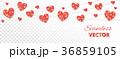 Red hearts frame, seamless border. Vector glitter 36859105