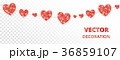 Red hearts frame, seamless border. Vector glitter 36859107