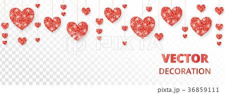 Red hearts frame, border. Vector glitter isolated 36859111