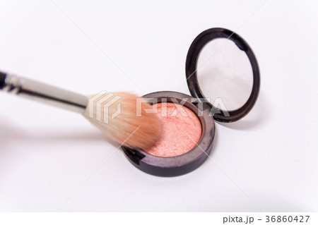 Close up of makeup brush and blush box Close up of makeup brush and blush box 36860427