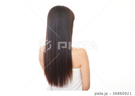 艶やかな髪の女性の写真素材
