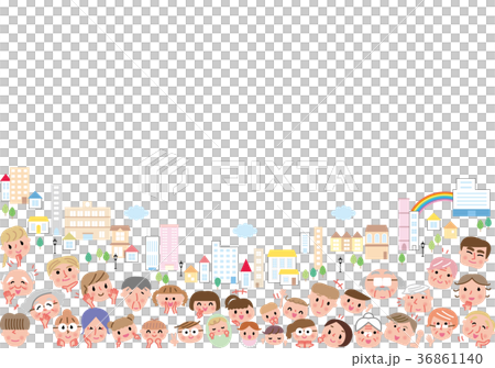 人々　暖かい色の町並み　町中　ご近所　町内会　親睦　住宅　町づくり　みんな 36861140