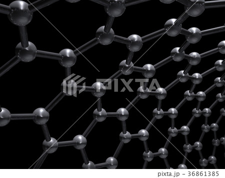 Zigzag carbon nanotube isolated on black 36861385