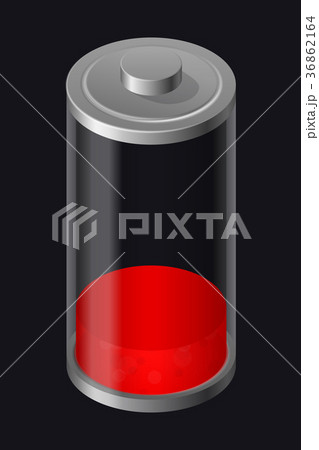 Transparent Glass Battery. Low Charging. Red 36862164