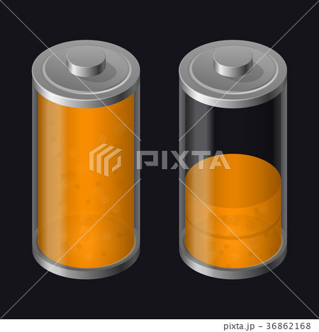 Transparent Glass Battery. Low Charging. Orange 36862168