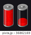 Transparent Glass Battery. Low Charging. Red Color 36862169