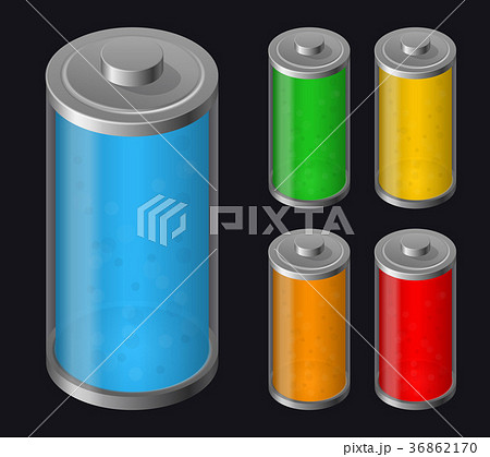 Set Batteries Icon. Various Types Charged 36862170