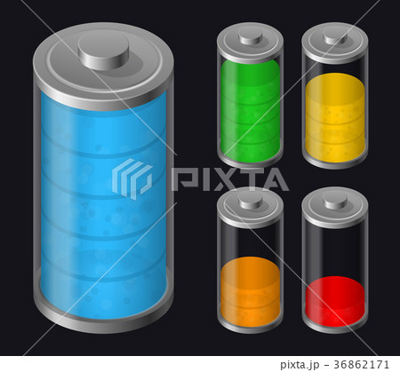 Set Batteries Icon. Various Types Charged 36862171