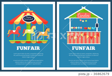 Funfair Set of Two Posters Vector Illustration Funfair Set of Two Posters Vector Illustration 36862679