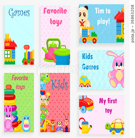 Kids Games and Favorite Toys Illustrations Set 36863208