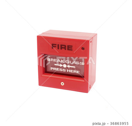Red fire alarm on white background Red fire alarm on white background 36863955