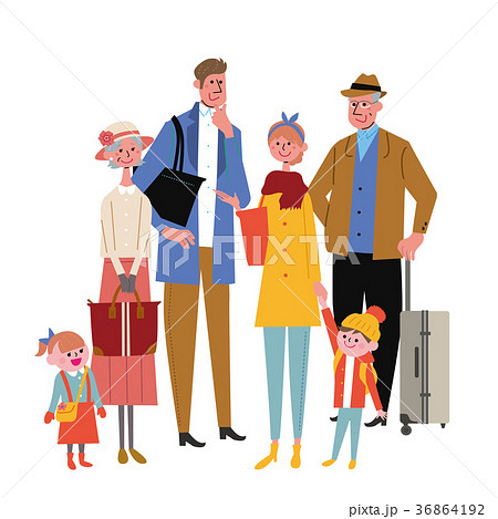 家族 旅行 イラスト 6人のイラスト素材