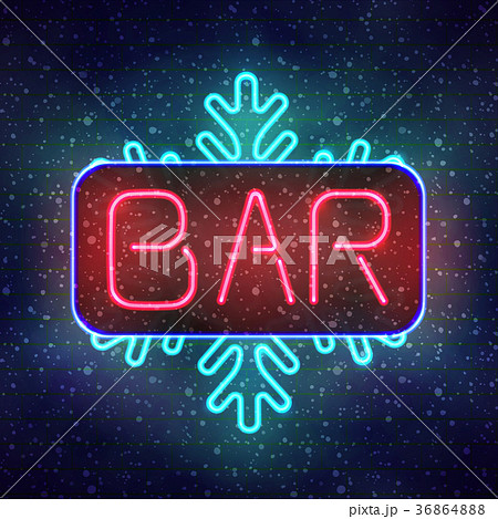Winter bar neon sign board. 36864888