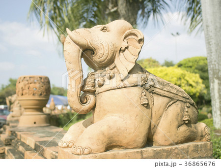 Elephant made of clay.in the park 36865676