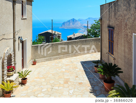 Tyrrhenian sea and Cofano rock from Erice, Sicily Tyrrhenian sea and Cofano rock from Erice, Sicily 36866020