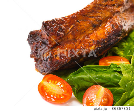 ribs grilled with salad ribs grilled with salad 36867351