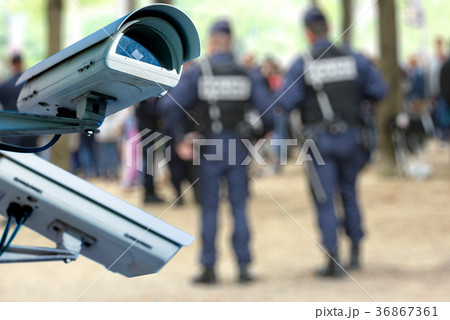 CCTV system with military on blurry background CCTV system with military on blurry background 36867361