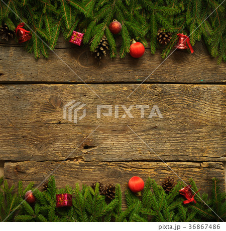Christmas border with fir tree branches Christmas border with fir tree branches 36867486
