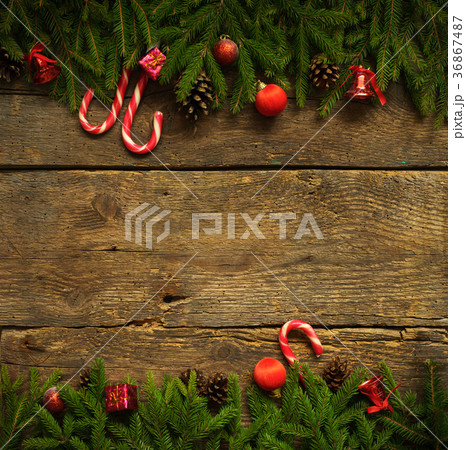Christmas border with fir tree branches Christmas border with fir tree branches 36867487