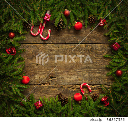 Christmas border with fir tree branches 36867526