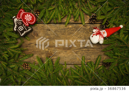 Christmas border with fir tree branches Christmas border with fir tree branches 36867536