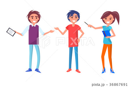 Guide in Museum with Pointer, Men and Woman Set Guide in Museum with Pointer, Men and Woman Set 36867691