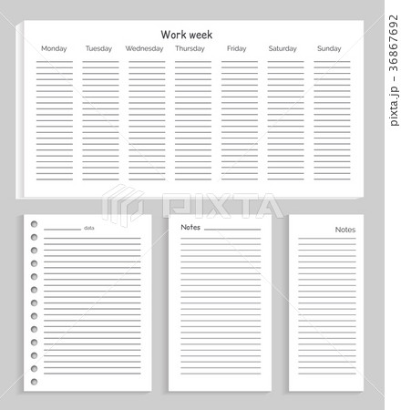 Work Week and Notes Set on Vector Illustrationのイラスト素材 [36867692] - PIXTA