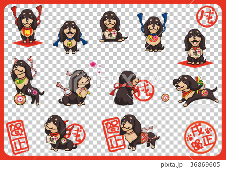 年賀状用ミニチュアダックスフンド02 年賀状用ミニチュアダックスフンド02 36869605