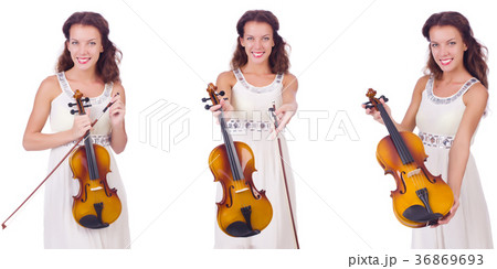 Woman playing violin isolated on white background Woman playing violin isolated on white background 36869693