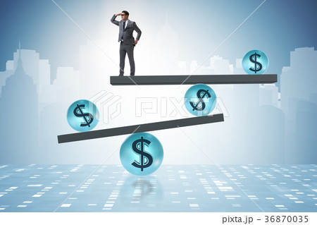 Businessman balancing in financial dollar concept 36870035