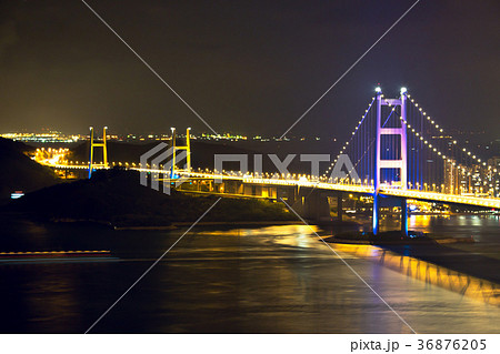 Night scene of Tsing Ma Bridge at Hong Kong, China Night scene of Tsing Ma Bridge at Hong Kong, China 36876205