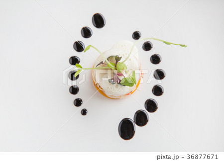 gourmet appetizer shrimp, pear, pumpkin  36877671