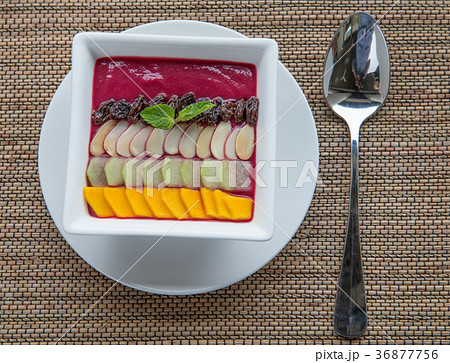 Smothie bowl with fruits nuts. Healthy breakfast 36877756