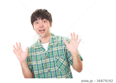 驚く男性の写真素材
