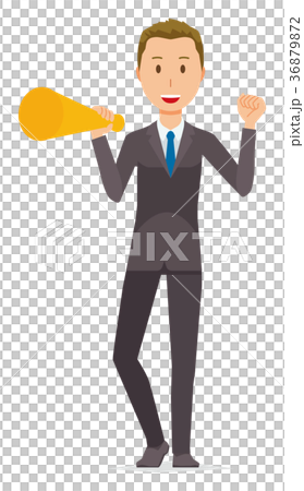Young businessman is holding a megaphone 36879872