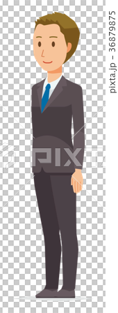 Young businessman is pointing diagonally 36879875