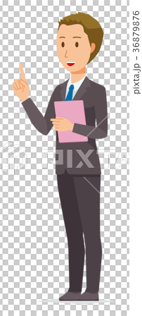 Young businessman is pointing with file 36879876