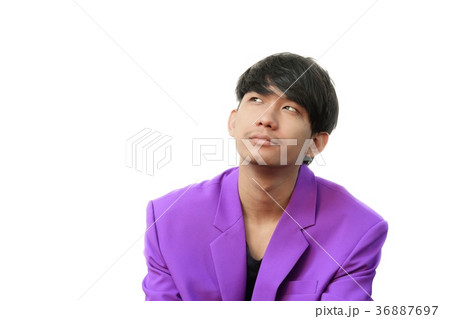Portrait young  with show emotions on white  36887697