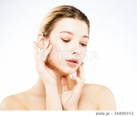 Portrait of beautiful woman on white background. Portrait of beautiful woman on white background. 36890353